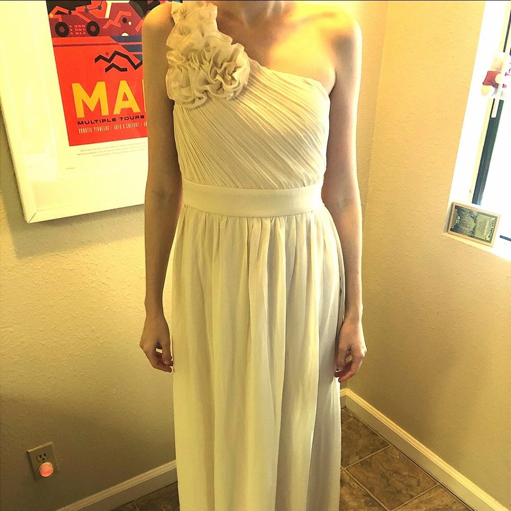 Cream One Shoulder Bride/Bridesmaid Dress - S